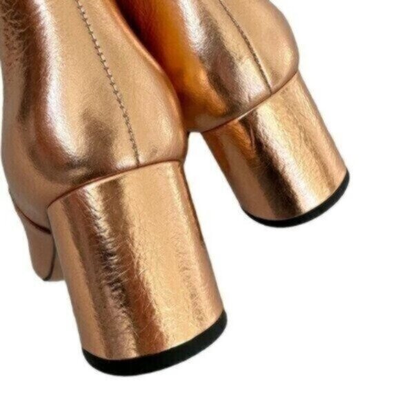 Marc Jacobs Rocket Chelsea Rose Gold Round Block Heel Ankle Booties Size 5 - Picture 8 of 11